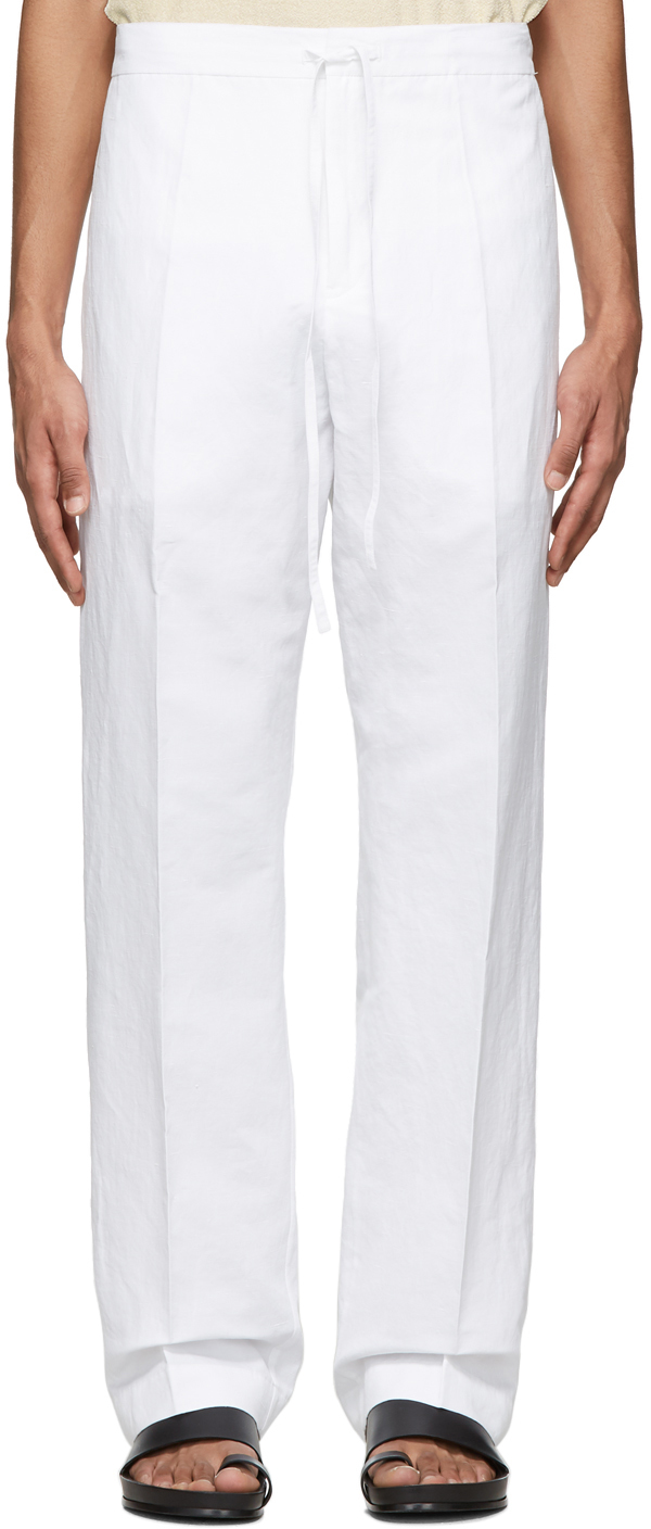 Morris Fenix Linen Drawstring Trousers White at CareOfCarlcom