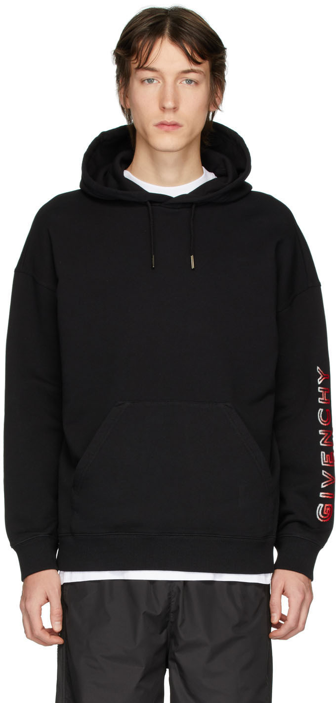 Givenchy: Black Tufted Logo Hoodie 