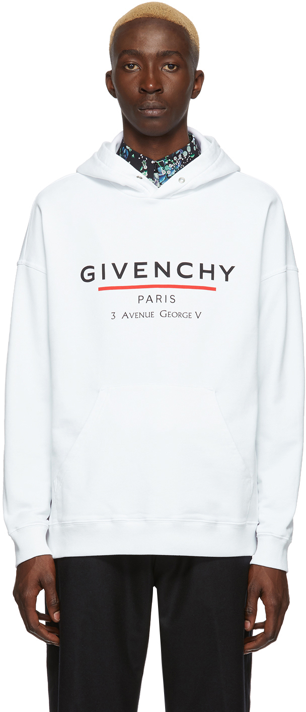 Givenchy: Pull à capuche et logo blanc 
