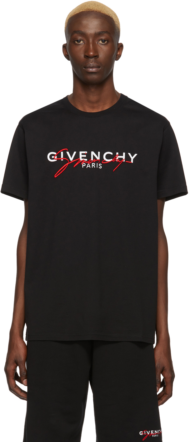 Givenchy: T-shirt noir Signature Print 