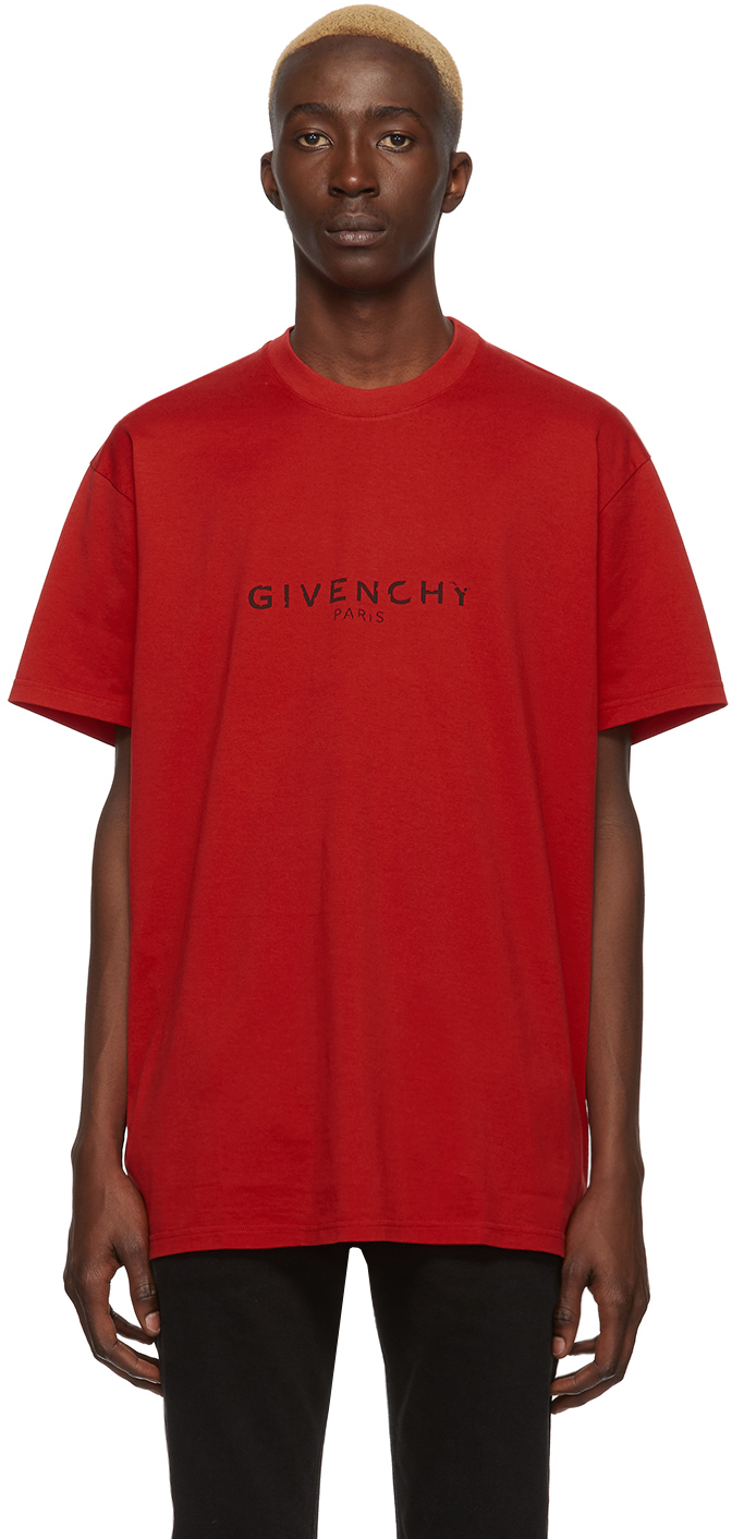 Givenchy: Red 'Paris' T-Shirt | SSENSE