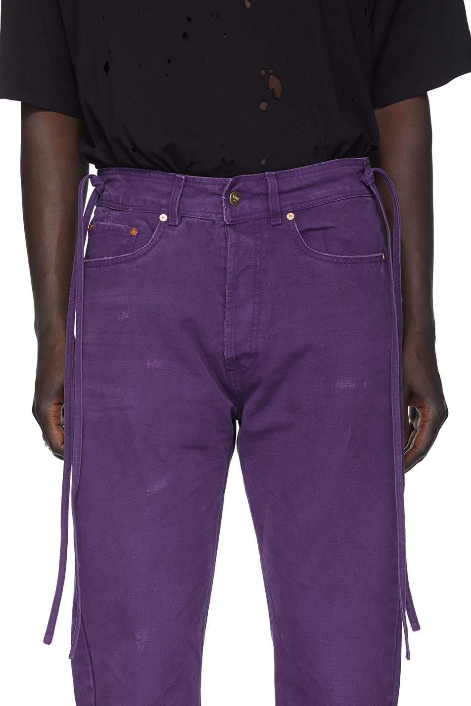 purple distressed jeans