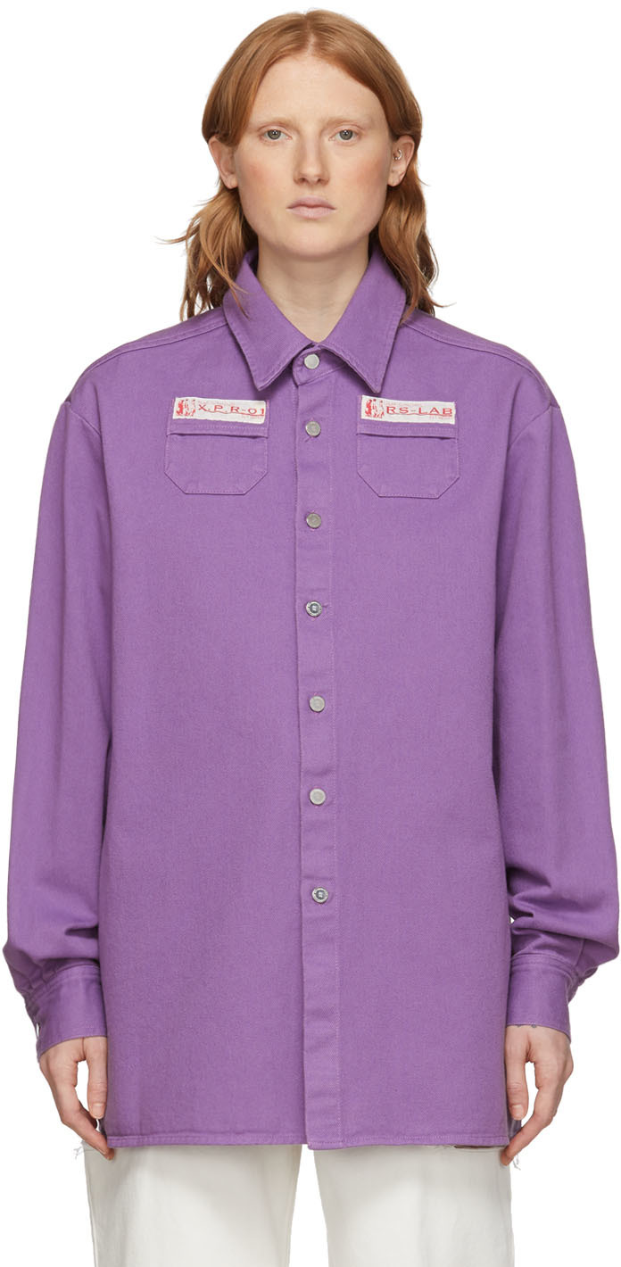 purple denim shirt