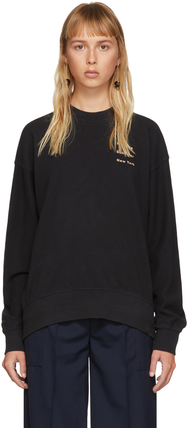 Proenza Schouler: Black Logo Crewneck Sweatshirt | SSENSE