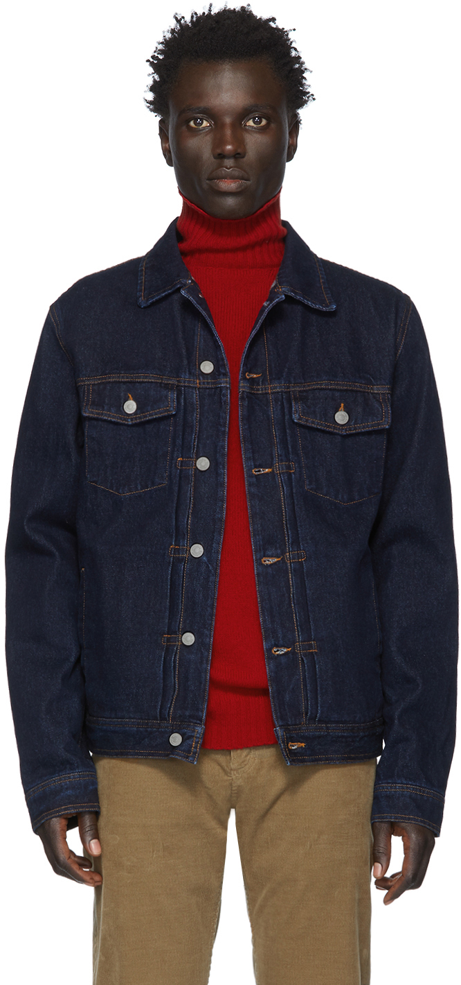 Indigo Raw Denim Liam Jacket By Officine Generale On Sale