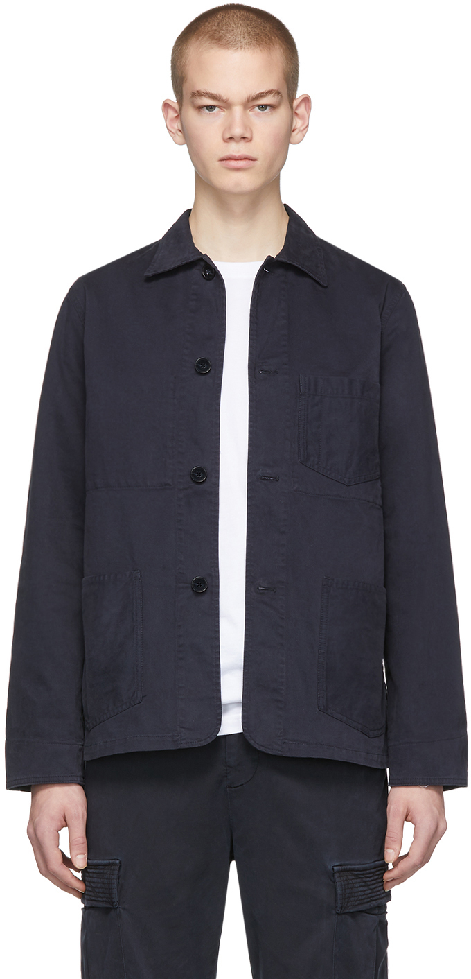 Officine Générale: Navy Dyed Chore Jacket | SSENSE Canada