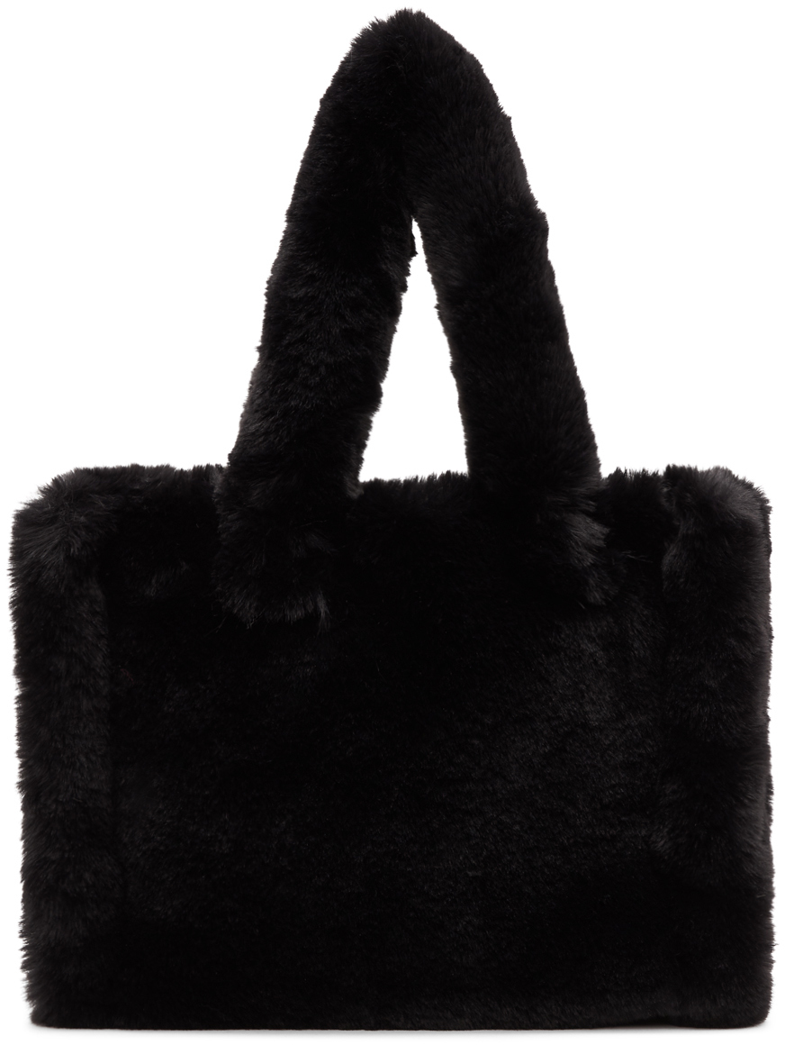 black fur tote bag