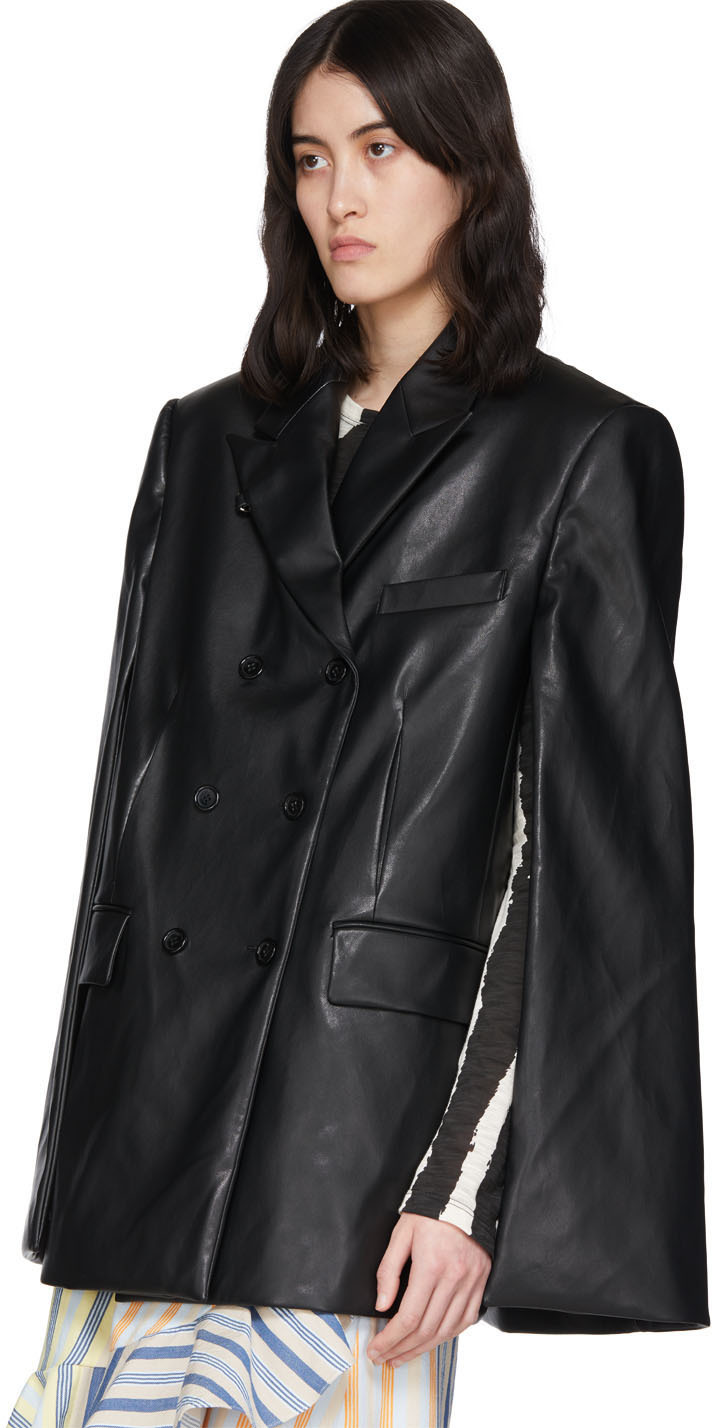 faux leather cape blazer