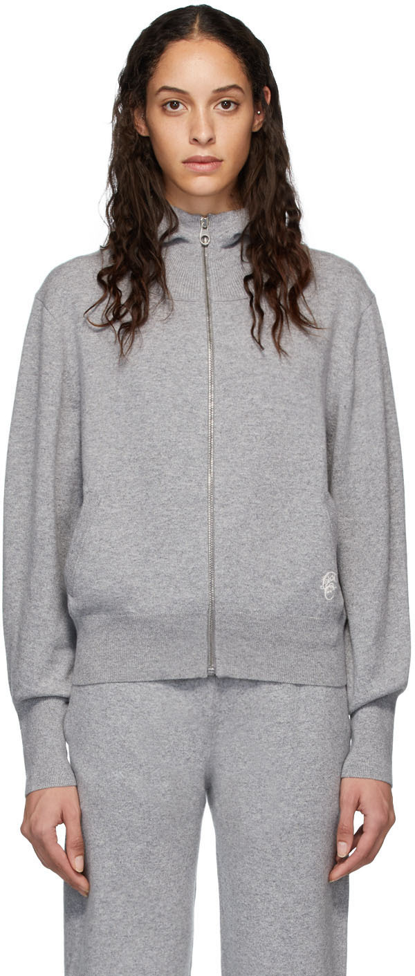 grey cashmere zip hoodie