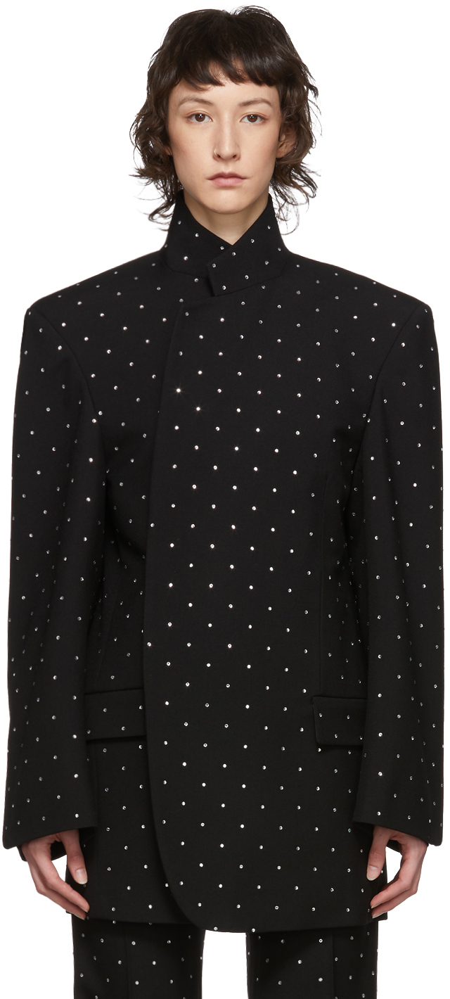 Balenciaga Black Wool Strass Shifter Blazer 201342F057072