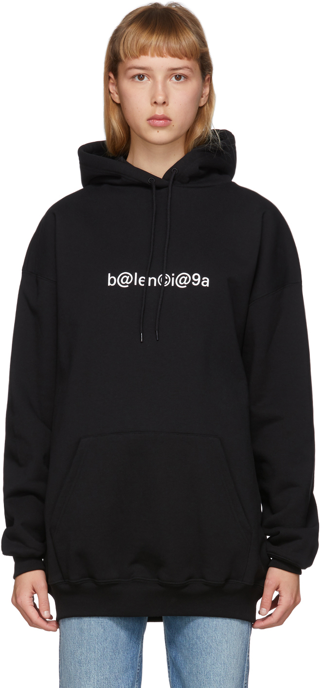 balenciaga logo hoodie black