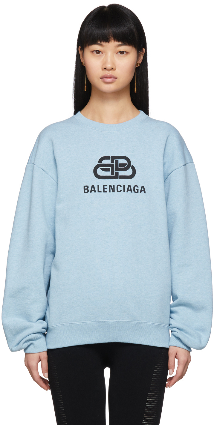 Balenciaga Logo Intarsia Oversize Crewneck Womens Sweater Light Brown   FW21  US