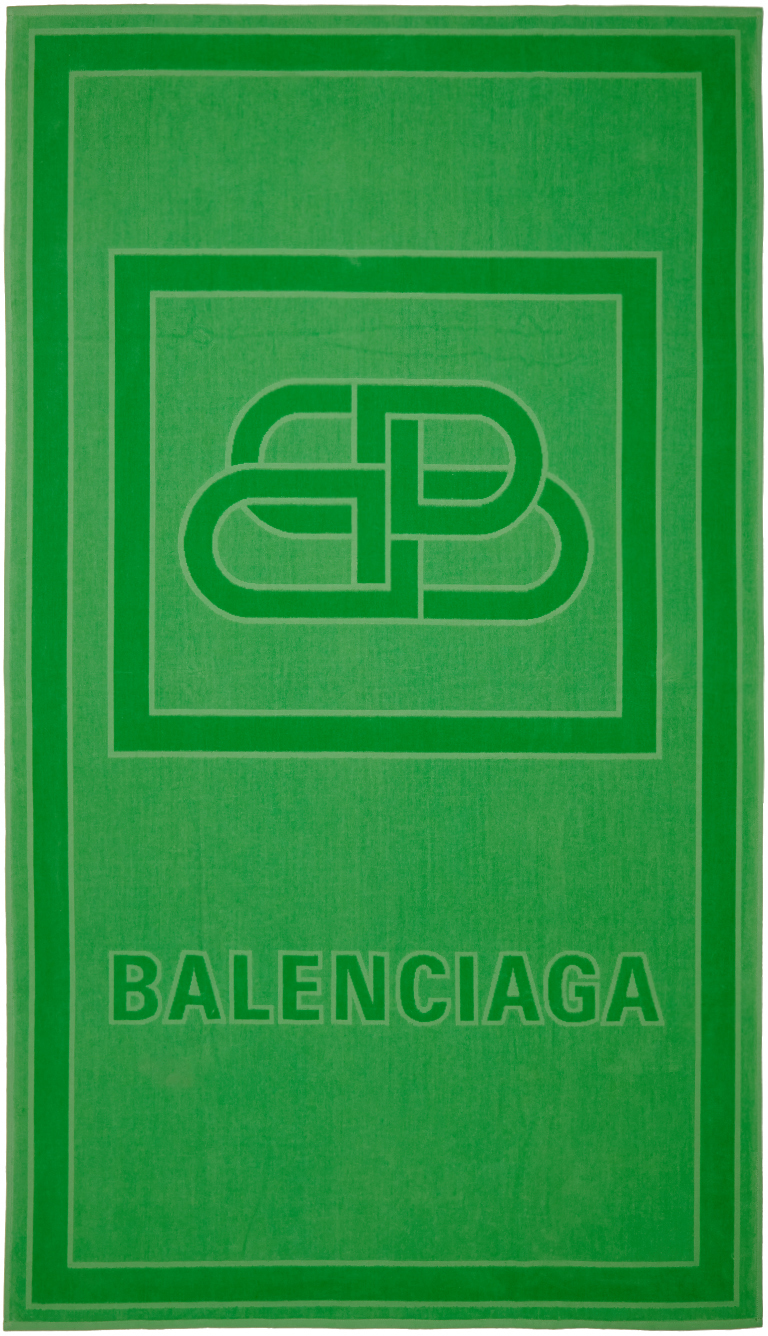 Green BB Beach Towel by Balenciaga on Sale
