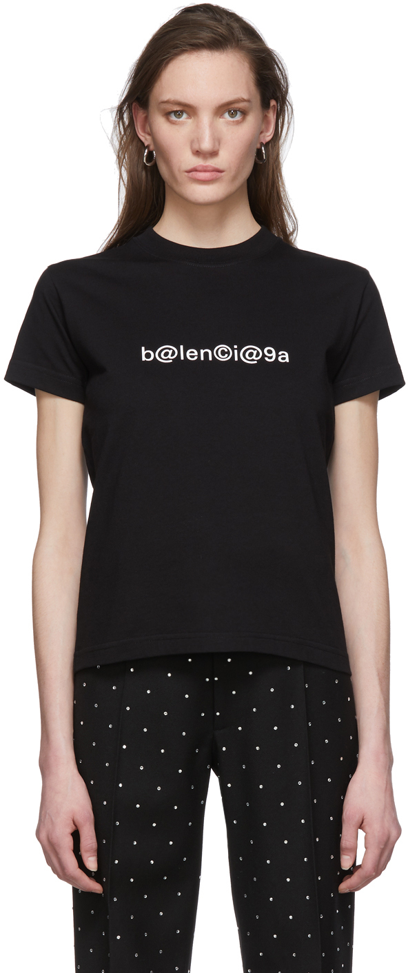 Black Symbolic Logo Fitted T-Shirt by Balenciaga on Sale