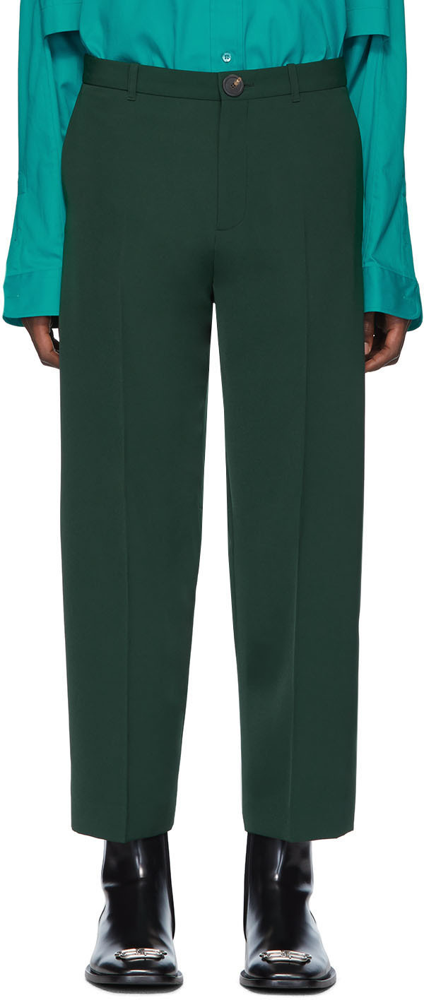 green cropped trousers