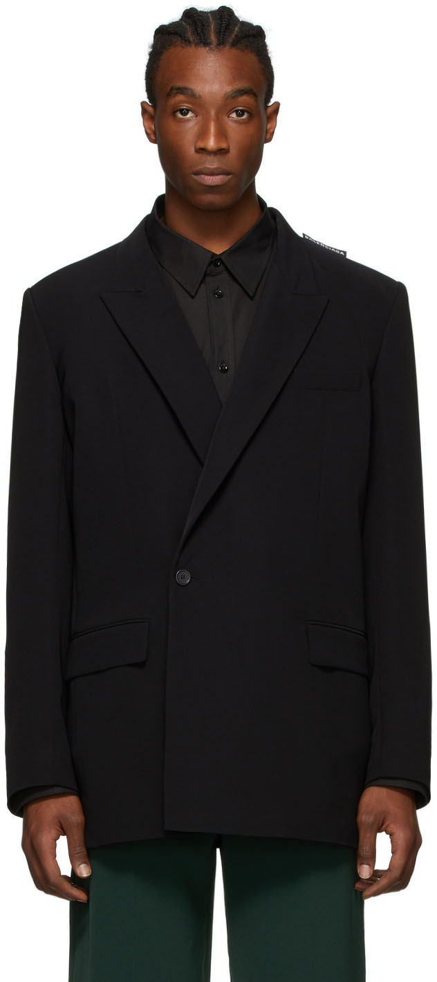 Balenciaga: Black 80s Shoulder Blazer | SSENSE Canada