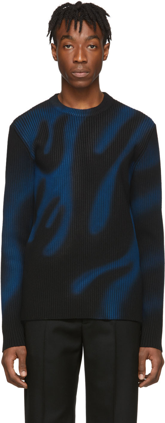 Balenciaga: Black & Blue Flame Sweater | SSENSE