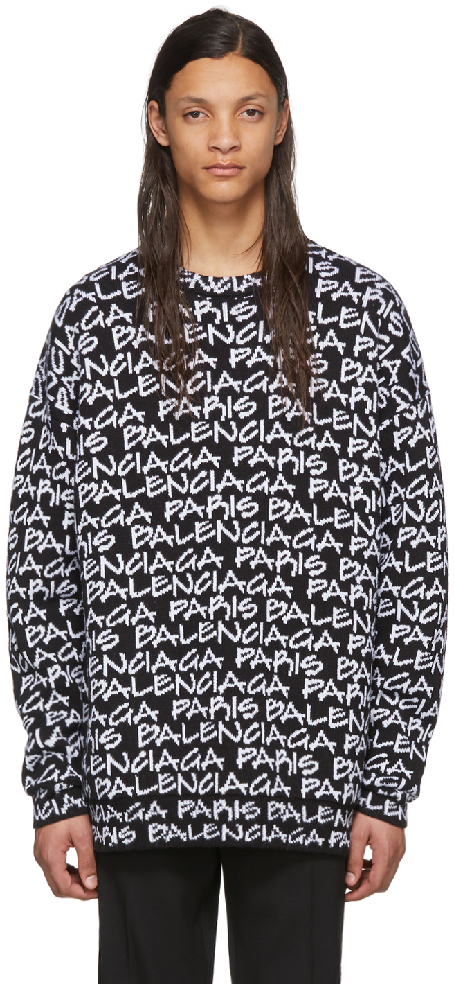 black and white balenciaga sweater
