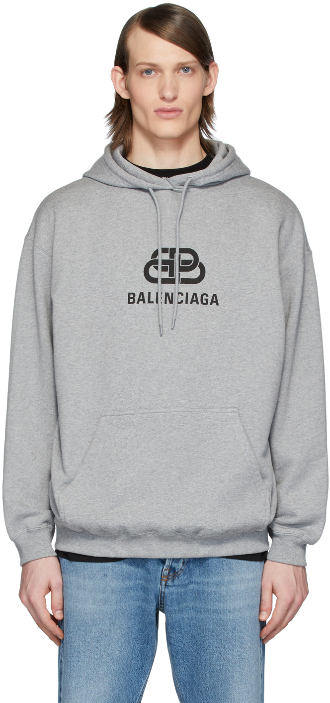 Balenciaga: Grey BB Hoodie | SSENSE UK