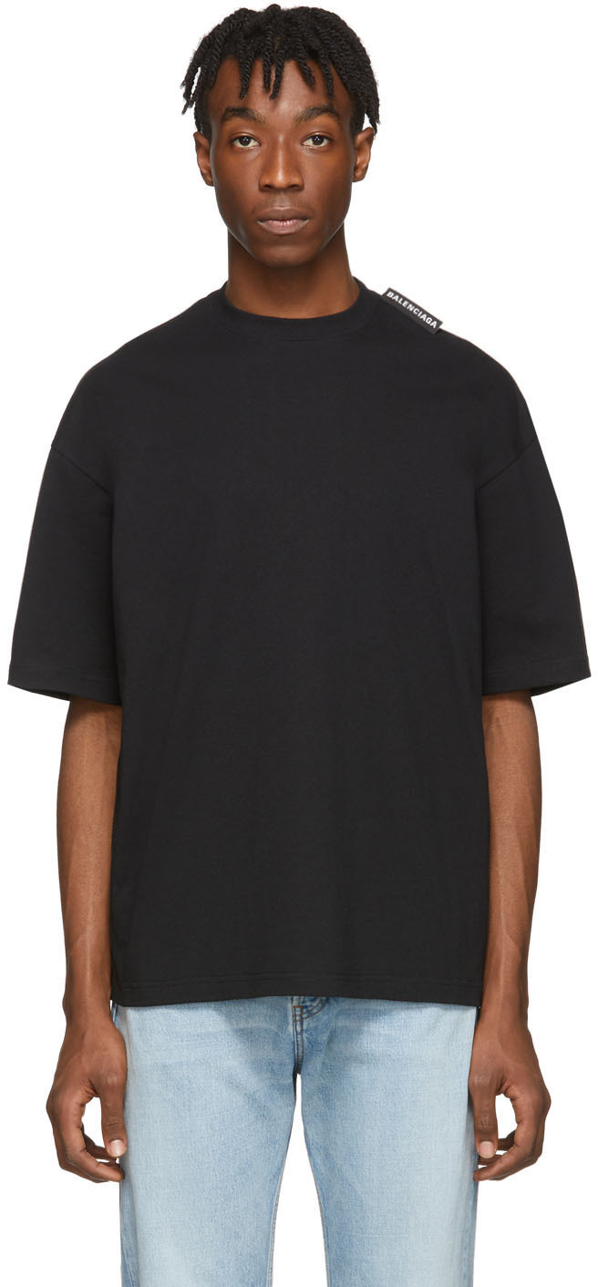 Balenciaga Black Logo Tab Regular T-Shirt