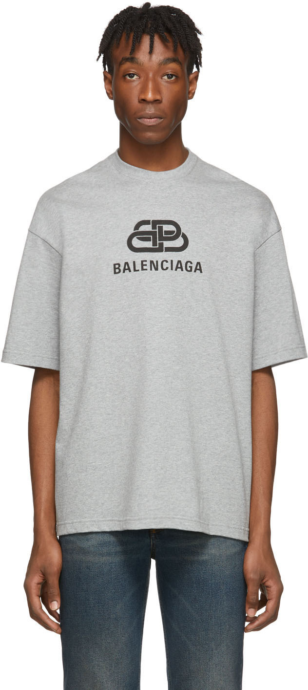 Balenciaga: Grey Vintage BB T-Shirt 