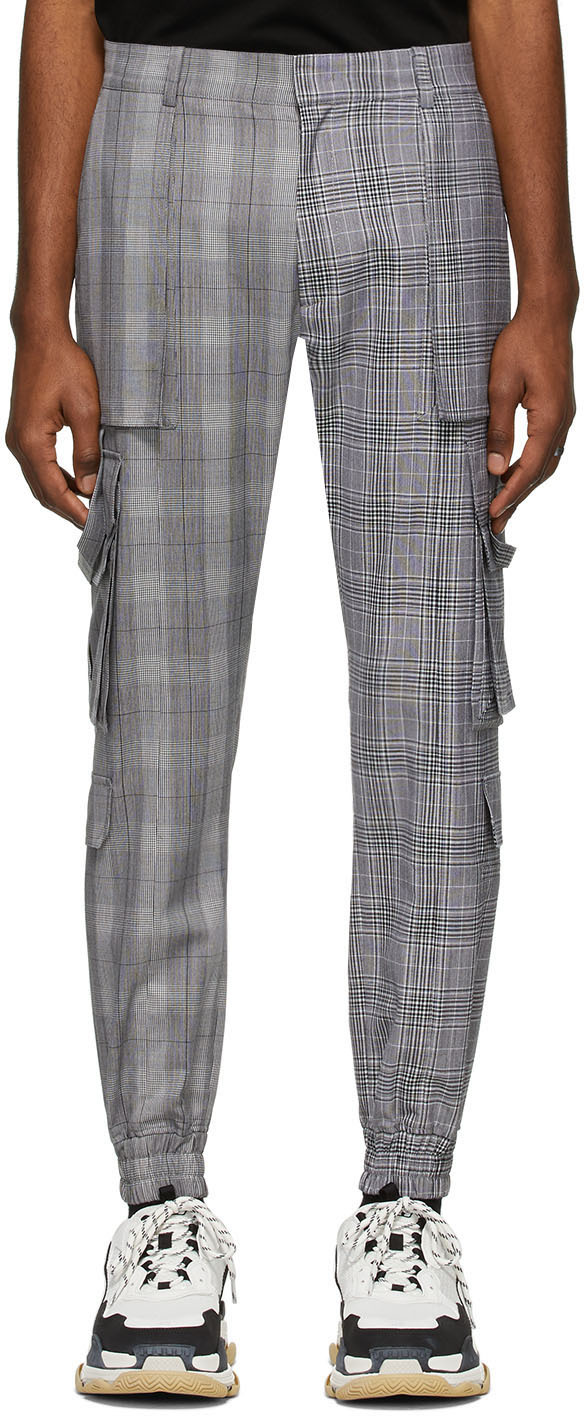 Juun.J Black & White Wool Check Cargo Pants SSENSE 대한민국