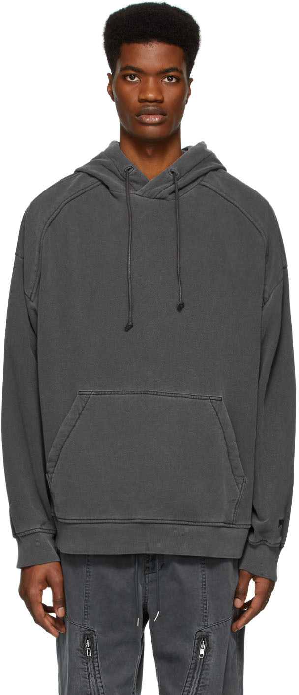 Juun.J: Grey French Terry Logo Hoodie | SSENSE