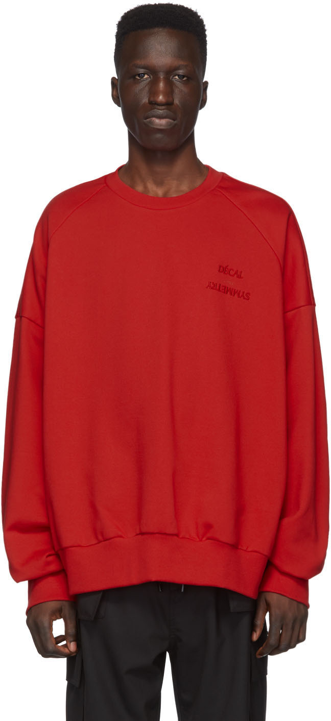 Juun.J: Red Logo Sweatshirt | SSENSE Canada