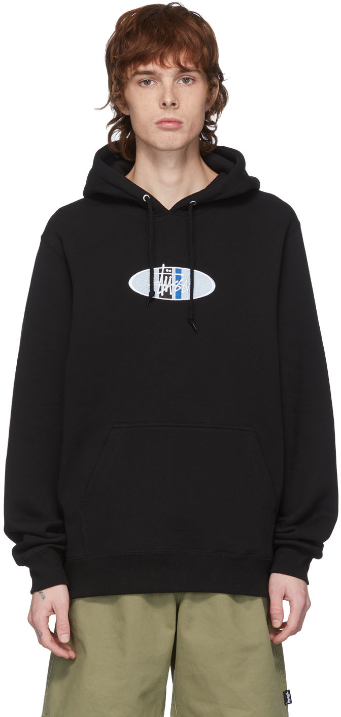 stussy two tone hoodie black