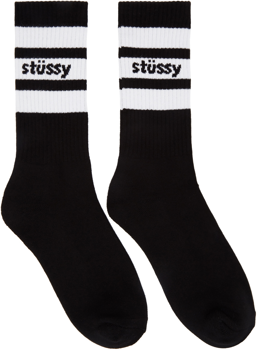 Stüssy: Black Sport Crew Socks | SSENSE