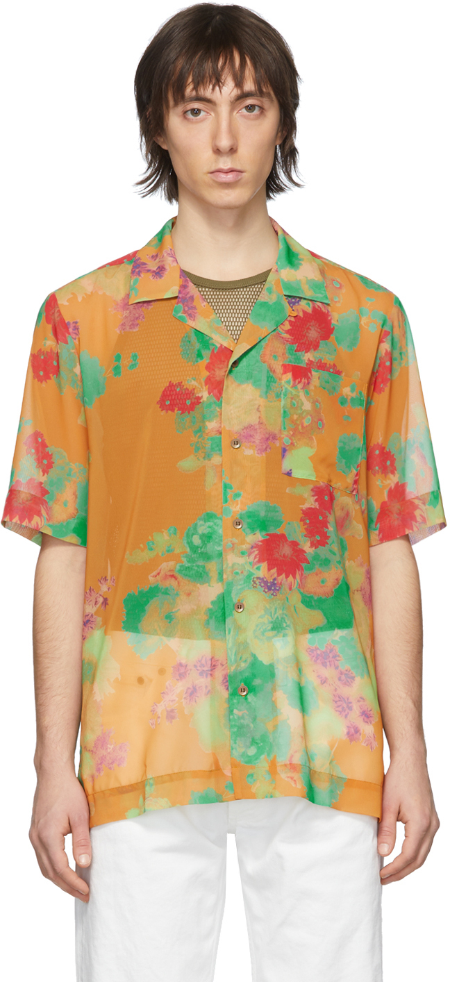 Dries Van Noten: Orange Floral Pocket Shirt | SSENSE