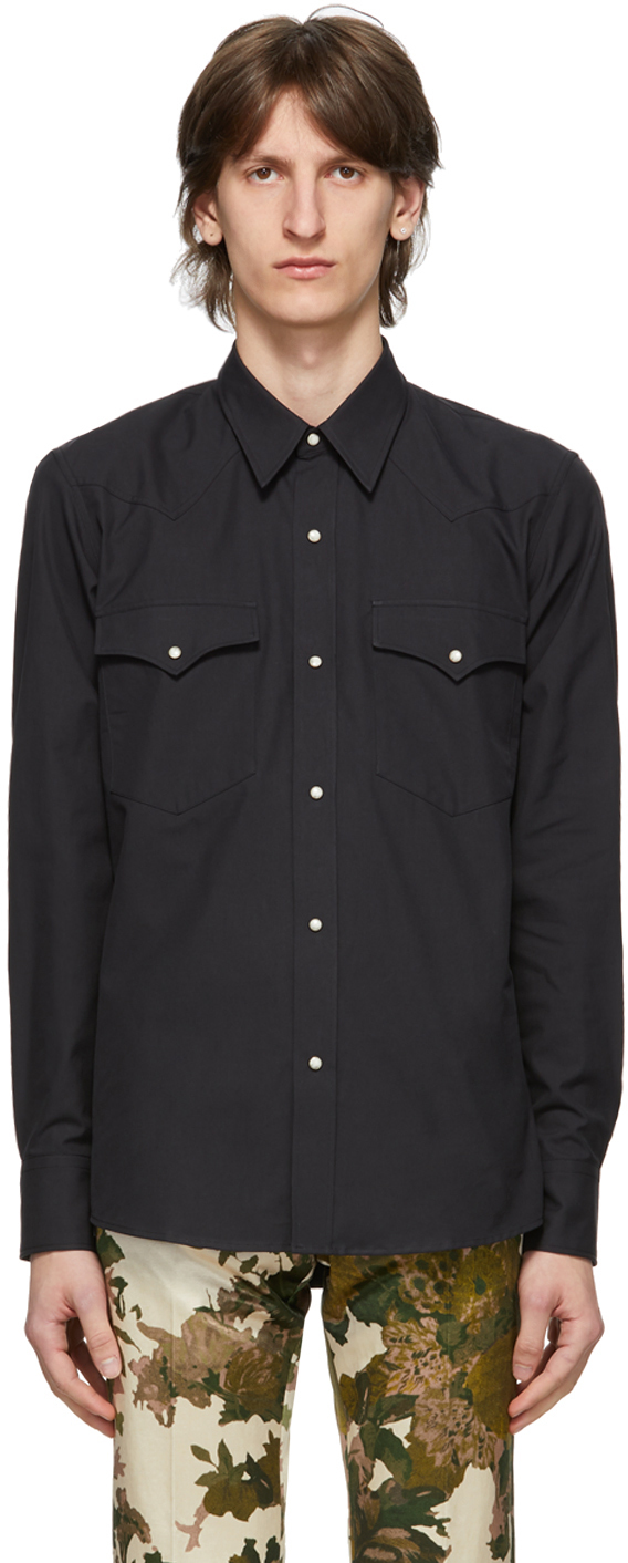 Dries Van Noten: Black Curtain Shirt | SSENSE UK