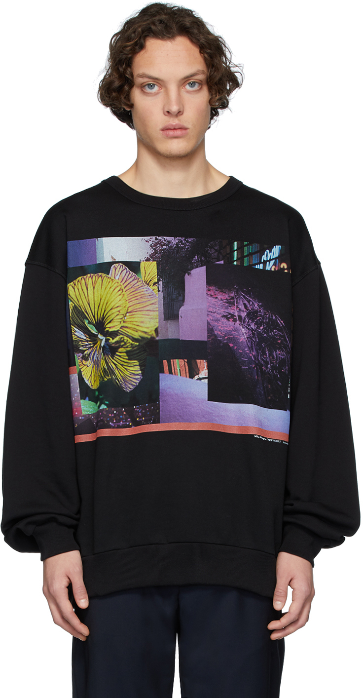 Dries Van Noten: Black Mika Ninagawa Edition Print Sweatshirt | SSENSE