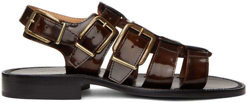 Black & Brown Patent Sandals