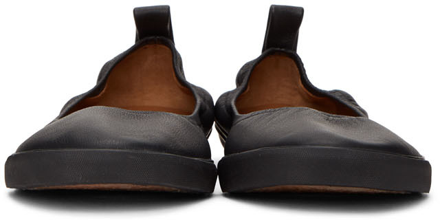 black flat loafers