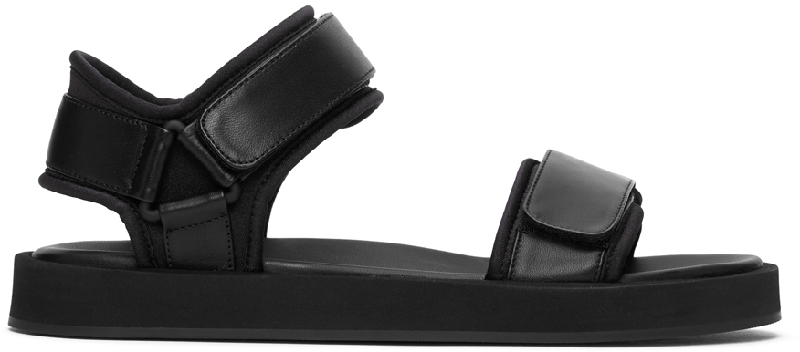 The Row: Black Hook-And-Loop Sandals | SSENSE