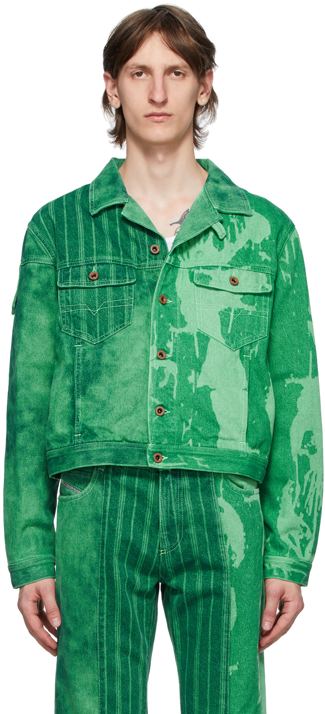 GR-Uniforma: Green Diesel Edition Bleached Denim Jacket | SSENSE