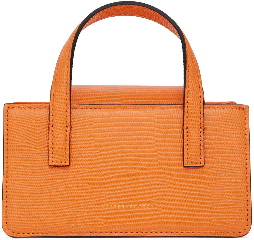 Marge Sherwood Grandma Mini Bag In Orange Lizard Embossed Leather