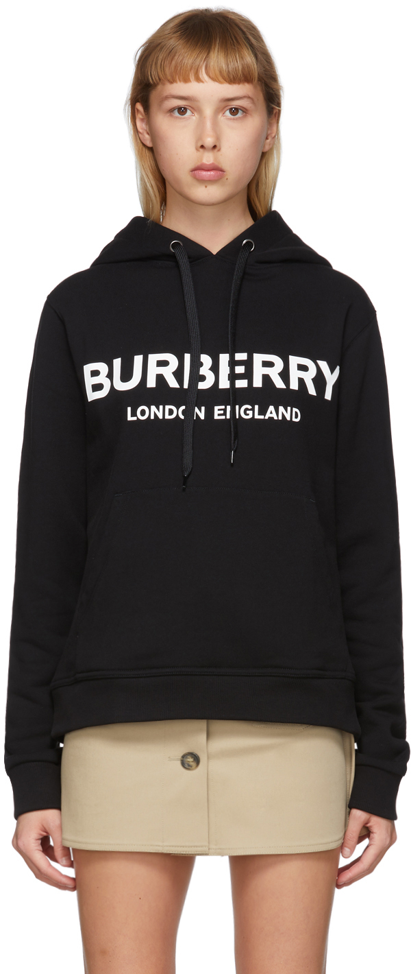 Burberry: Black Logo Hoodie | SSENSE