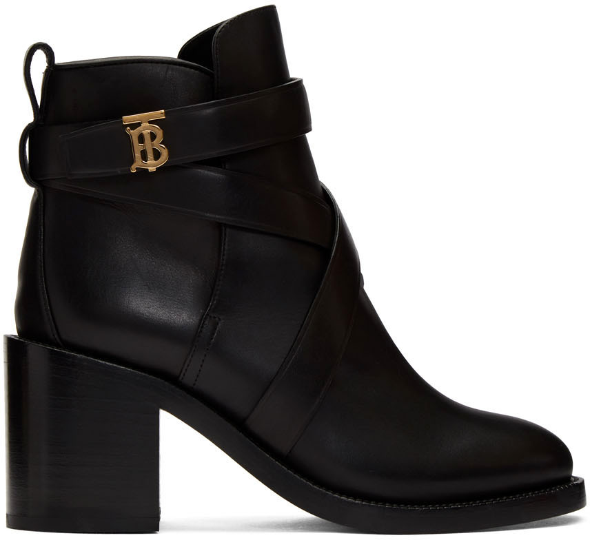 Black Leather Monogram Pryle Boots 