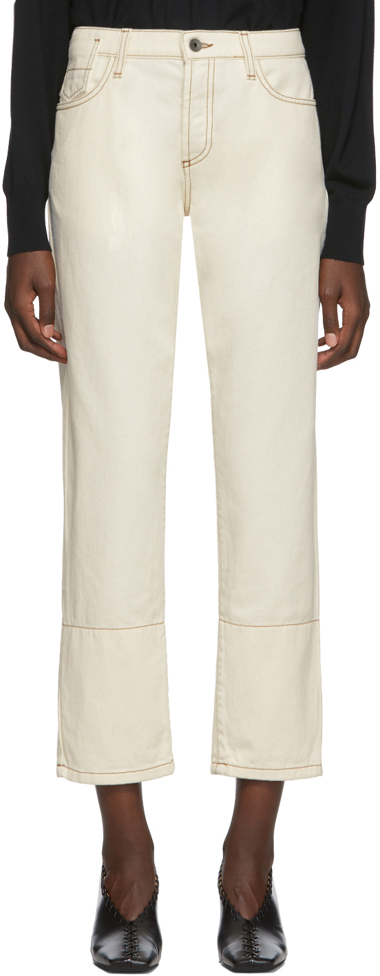 white denim crop pants