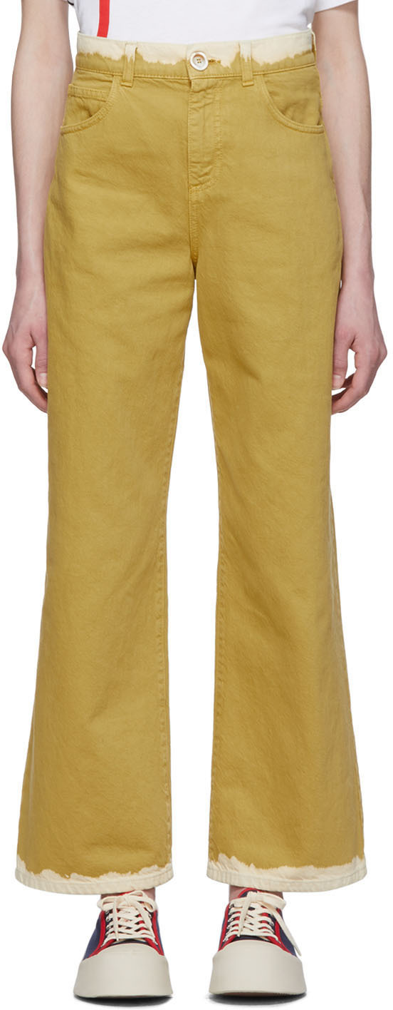 Marni: Yellow Bicolor Denim Jeans | SSENSE