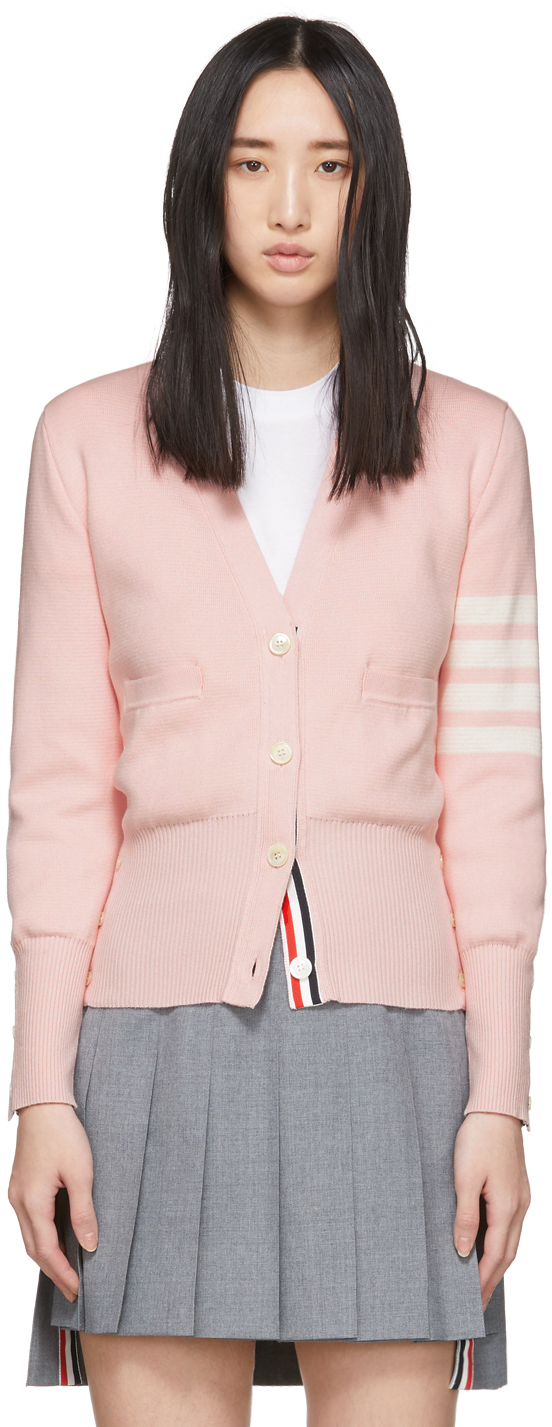 thom browne pink cardigan