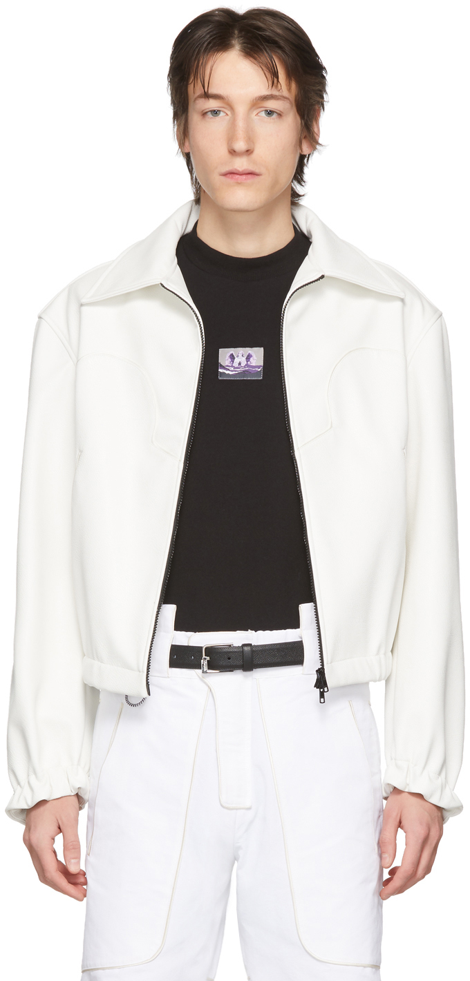 Boramy Viguier: White Faux-Leather Coach Jacket | SSENSE
