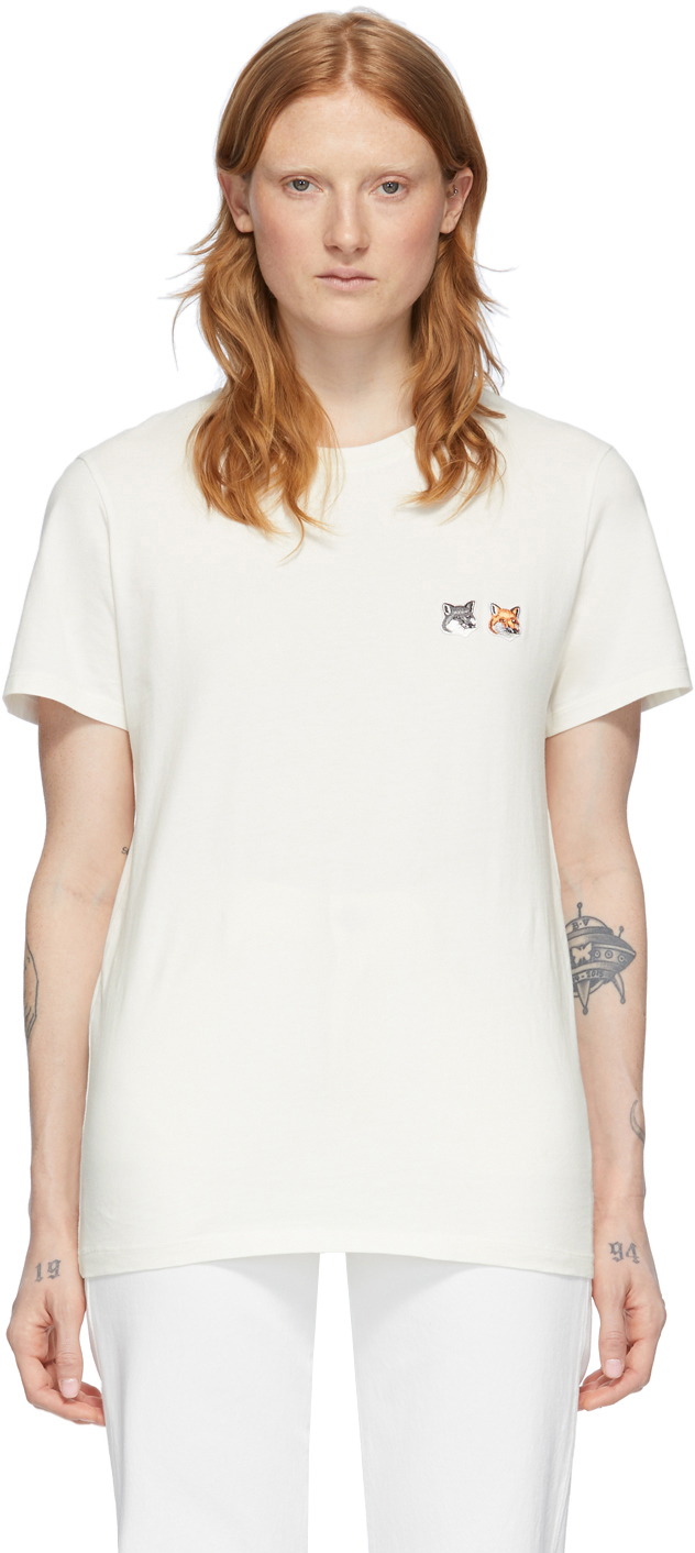 Maison Kitsuné: Off-White Double Fox Head T-Shirt | SSENSE