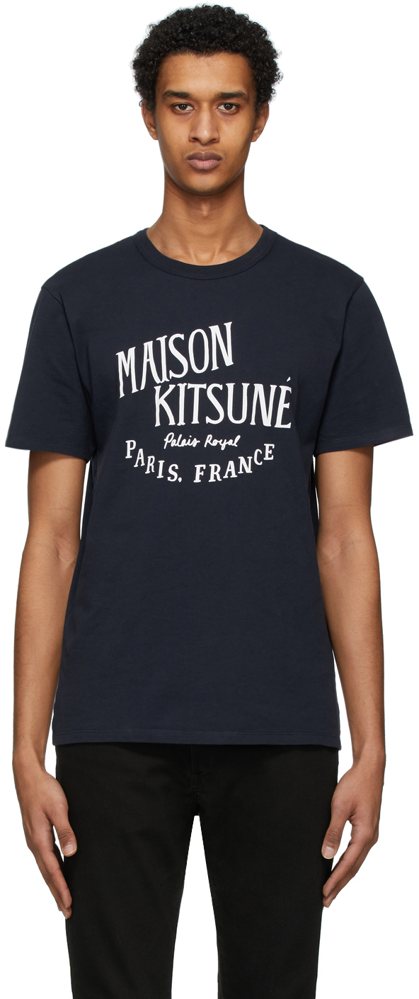 Maison Kitsuné: Navy 'Palais Royal' T-Shirt | SSENSE Canada