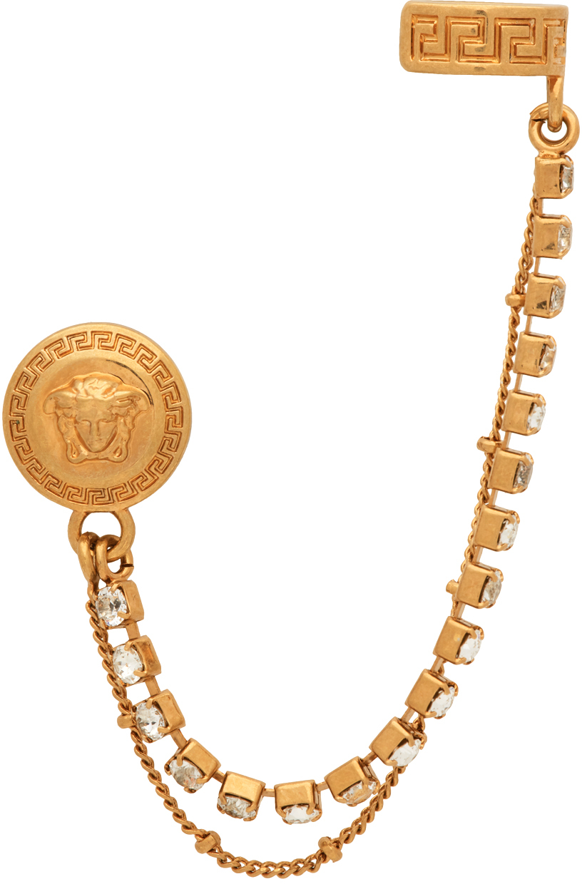 Versace: Boucle d'oreille dorée Cuff 