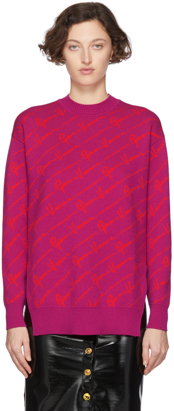 Versace: Pink Wool 'Gianni Versace' Sweater | SSENSE
