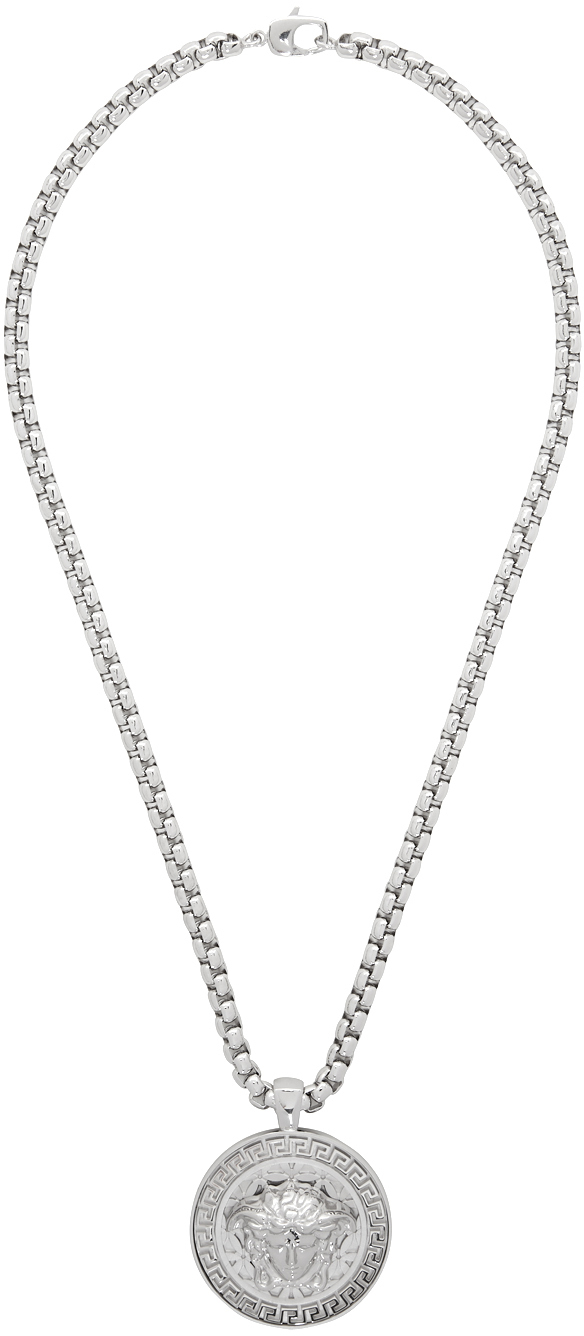 Versace: Silver Medusa Pendant Necklace 