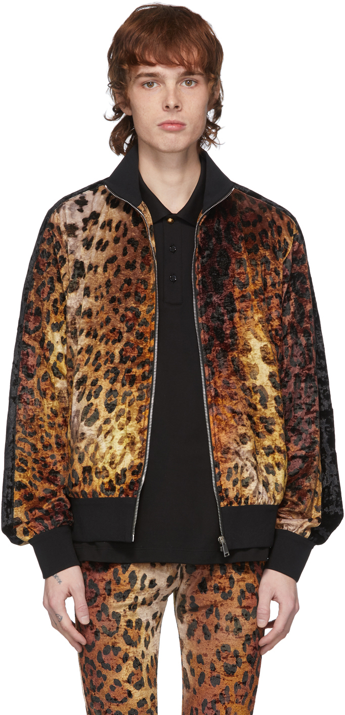 Versace: Tan Leopard Bomber Jacket | SSENSE